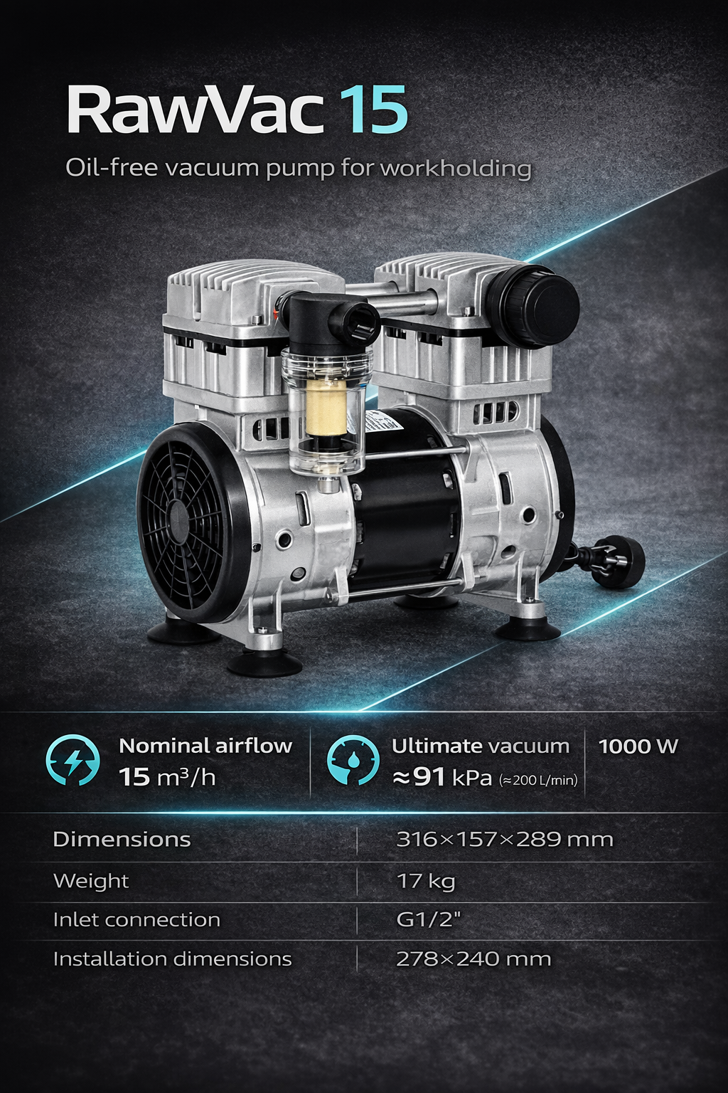 RawVac™ Vacuum Pumps – Oil-Free Pumps for CNC Vacuum Workholding - Image 2
