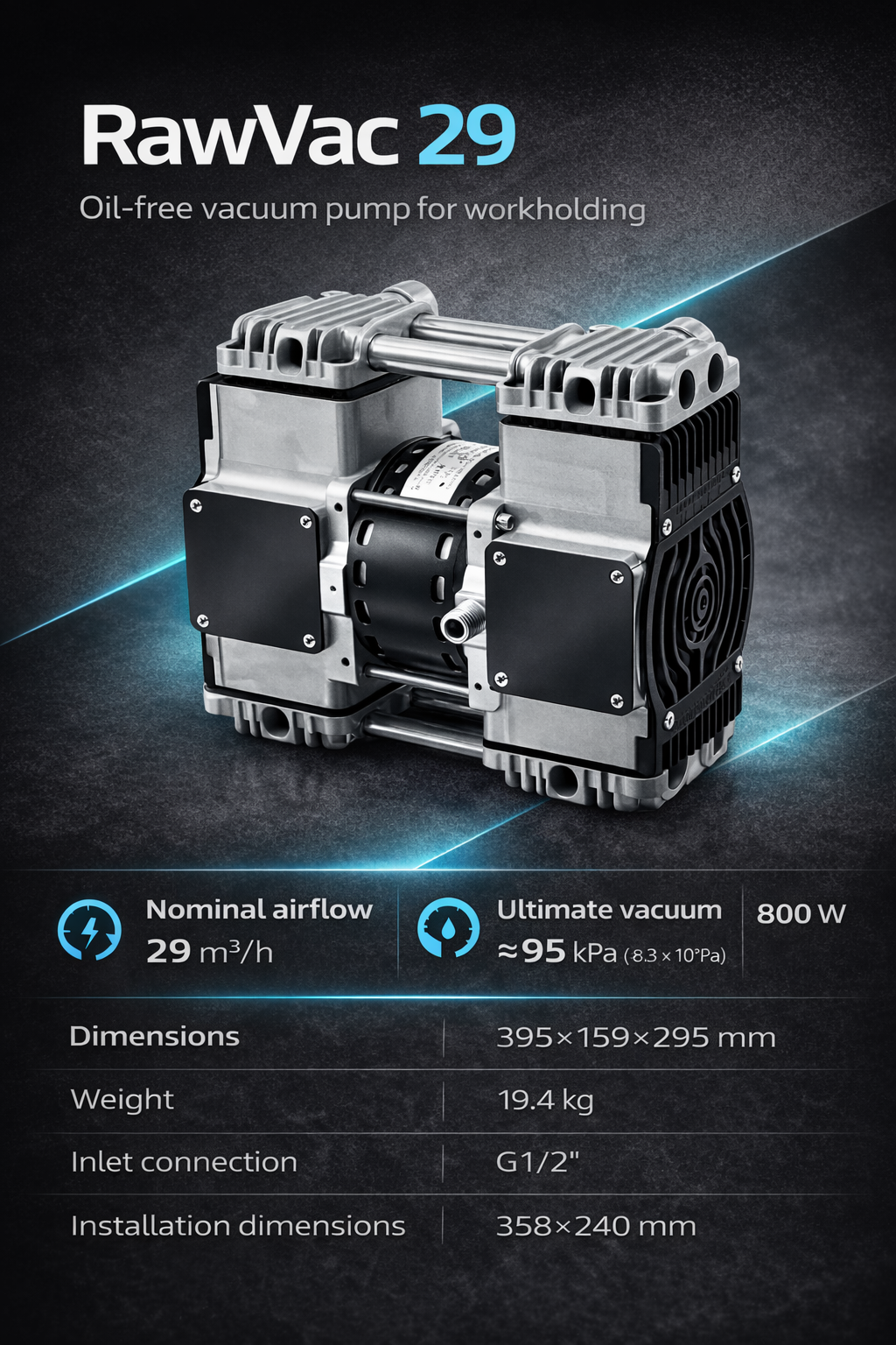 RawVac™ Vacuum Pumps – Oil-Free Pumps for CNC Vacuum Workholding