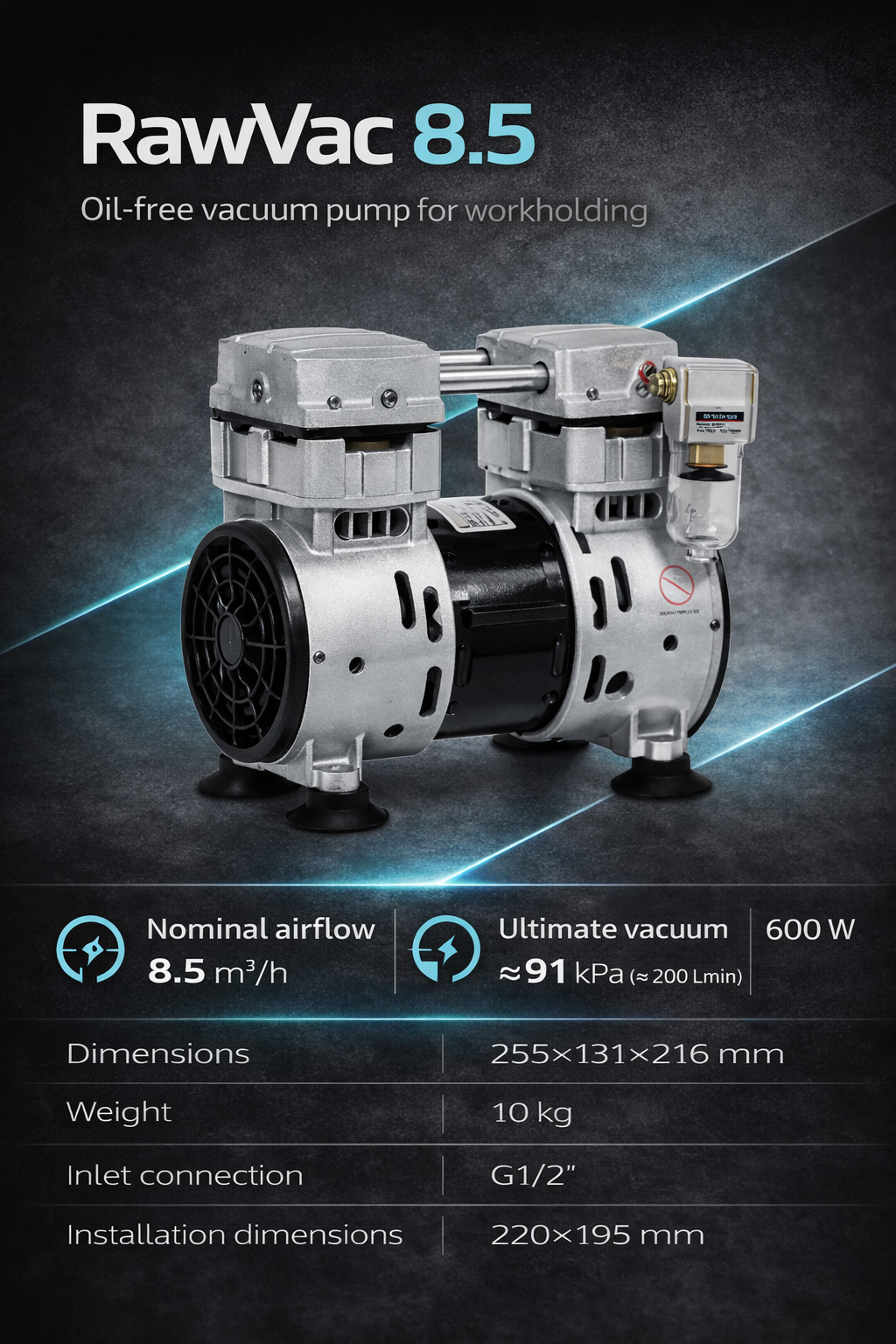 RawVac™ Vacuum Pumps – Oil-Free Pumps for CNC Vacuum Workholding - Image 3